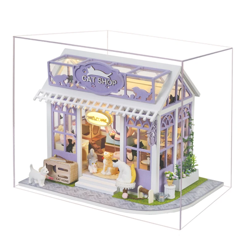 (ac003b Con Tapa) Kit De Construcción En Miniatura De Madera Para Casa De Muñecas Grande, Incluye Muebles Y Accesorios Para Casa De Muñecas