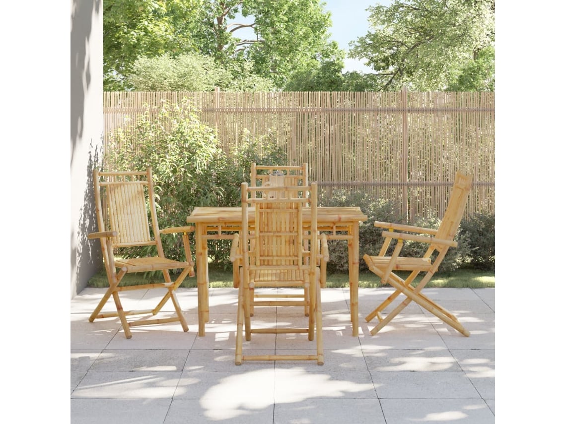 Sillas de jardín plegables (4 unidades, 53 x 66 x 99 cm, bambú, DKD, decoración del hogar)