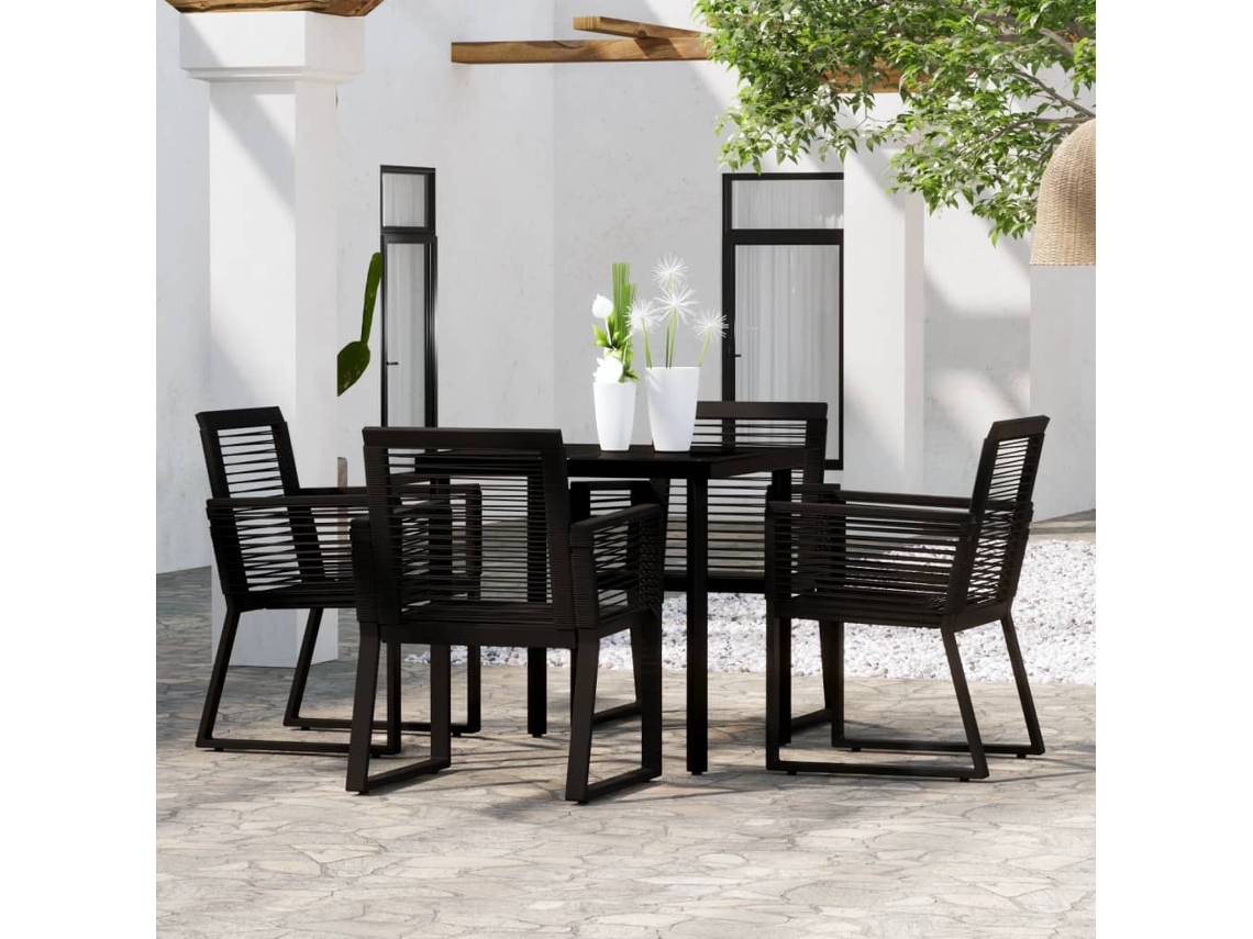 Juego de comedor de jardín negro de 2 piezas Dkd Home Decor