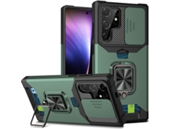 Funda para Samsung Note 20 con cierre RFID, ranura para tarjetas, protección para la cámara, soporte para anillo e imán en verde. Viewleaf