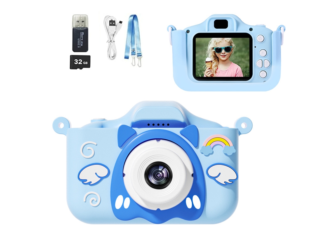 Cámara digital de juguete para niños Y20, grabación HD de 1080p, incluye tarjeta SD de 32 GB y lector de tarjetas azul Hexinyigjly