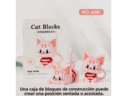 (estilo 5) Juguete De Bloques De Construcción Con Diseño De Vaca, Degradado Plateado Y Gato Naranja Miau Miau