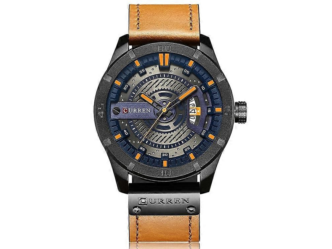 Reloj de pulsera Curren M8301 para hombre, estilo deportivo militar, con movimiento de cuarzo, indicador de fecha y correa de cuero.
