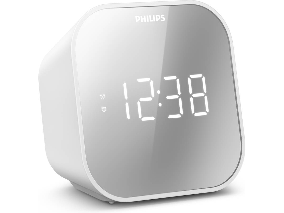 Radio Despertador PHILIPS TAR4406 (Blanco - Digital - Doble Alarma - Batería y Pilas)