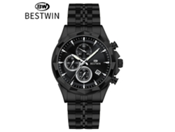 Reloj De Pulsera Personalizado De Seis Agujas Para Hombre (caja Negra, Reloj Negro)