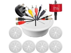 Kit con 6 piezas para la gestión de cables de TV, 60 mm, para montaje en pared. SFUSHOS (2 3/8 pulgadas)