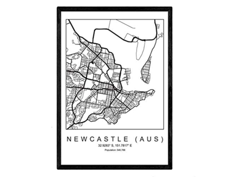Lámina NACNIC Mapa Newcastle (aus) (A3)