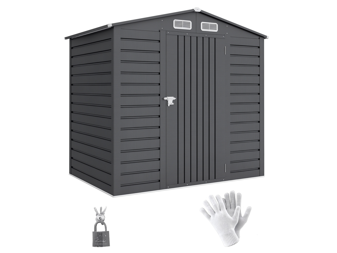 Caseta Metálica De 190x131x188cm Con Puerta De Ventilación Para Guardar Herramientas, Color Gris.