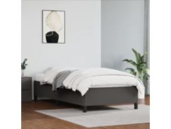 Cama con Plataforma de Piel Sintética Gris (100x200 cm)