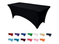 Rebe-funda De Mesa Elástica De Spandex Para Mesa Rectangular 6 Pies, Lavable, Resistente A Arrugas Y Manchas, Color Negro