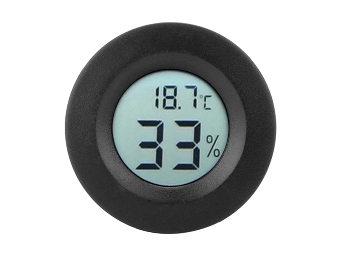 Termómetro Higrómetro Digital Con Pantalla Lcd Integrada, Circular, Pequeño, Medidor De Temperatura Y Humedad Para Interiores, Negro.