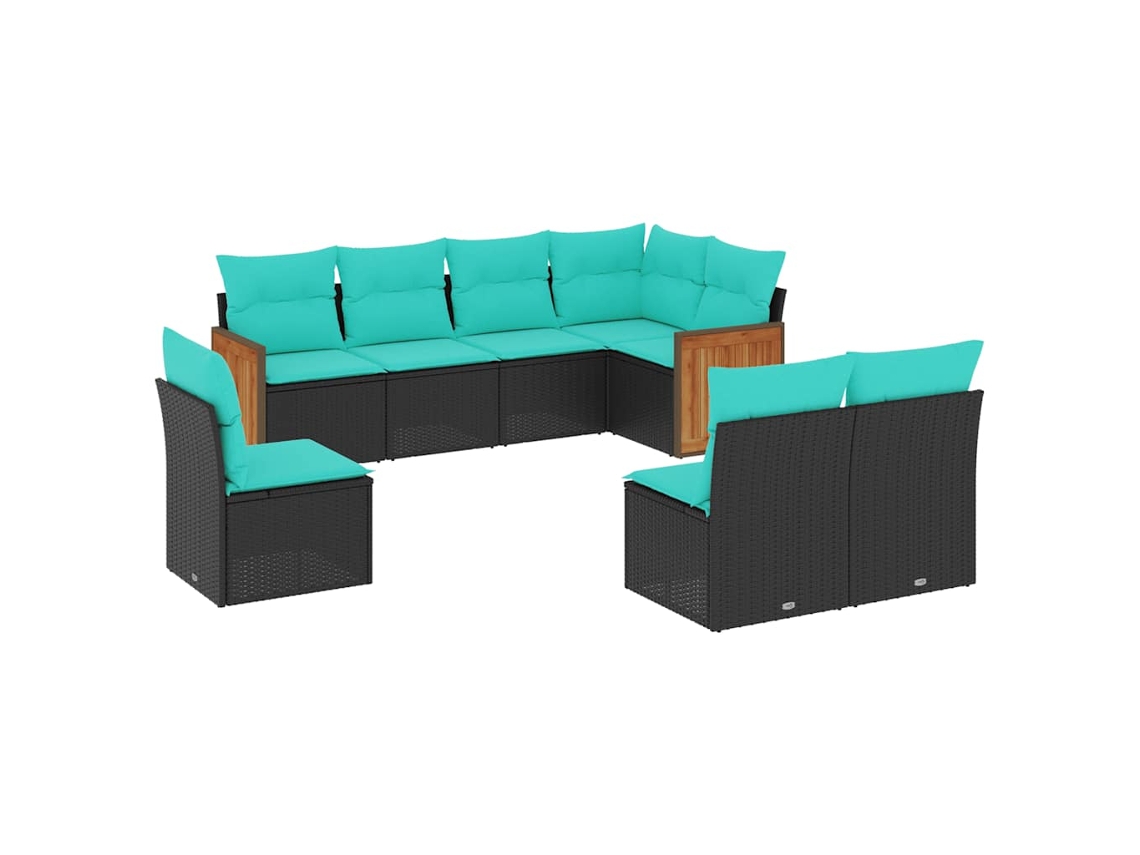 Maison Exclusive - Conjunto De Sofá De Jardín De 8 Piezas Con Cojines, De Poliratán Negro