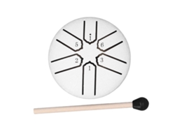 Mini Tambor De Lengüetas De Acero De 7,6 Cm Con 6 Notas, Handpan Para Meditación Y Relajación, Para Niños, Blanco.