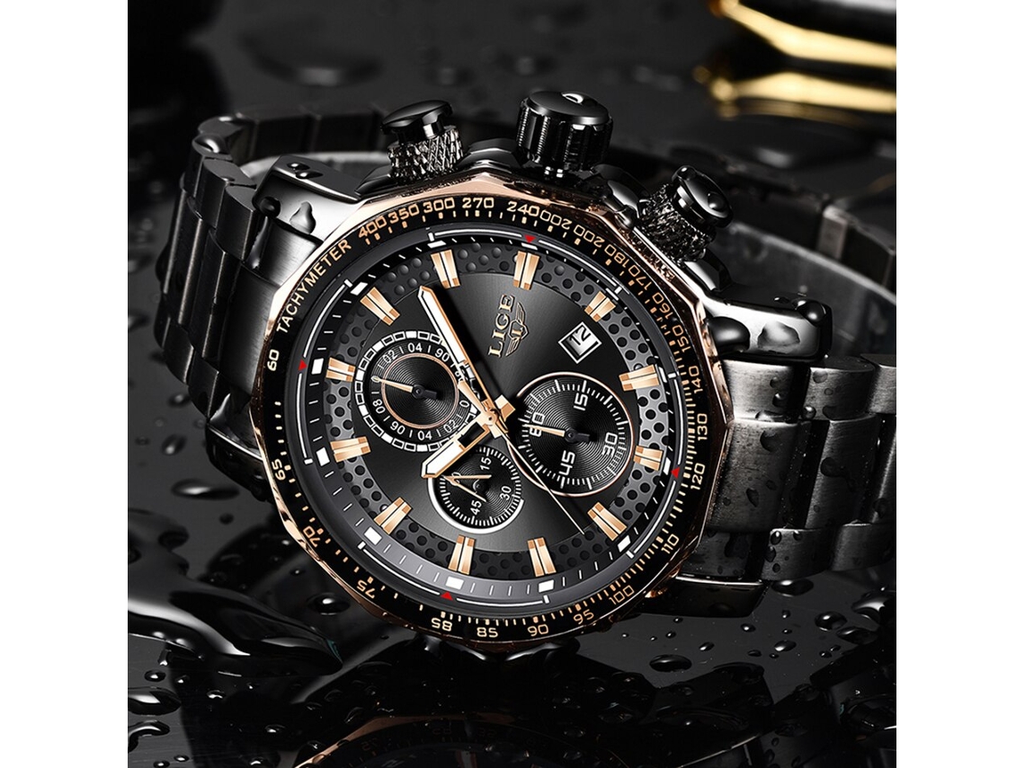 Reloj Luxo para Hombre LIGE Bracelete (Metal Negro)