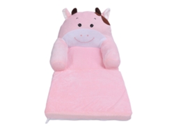Sofá Cama Infantil Plegable, Suave Y Cómodo Con Diseño De Dibujos Animados, Para Niños Y Niñas, Diseño De Vaca Rosa, 2 Capas.