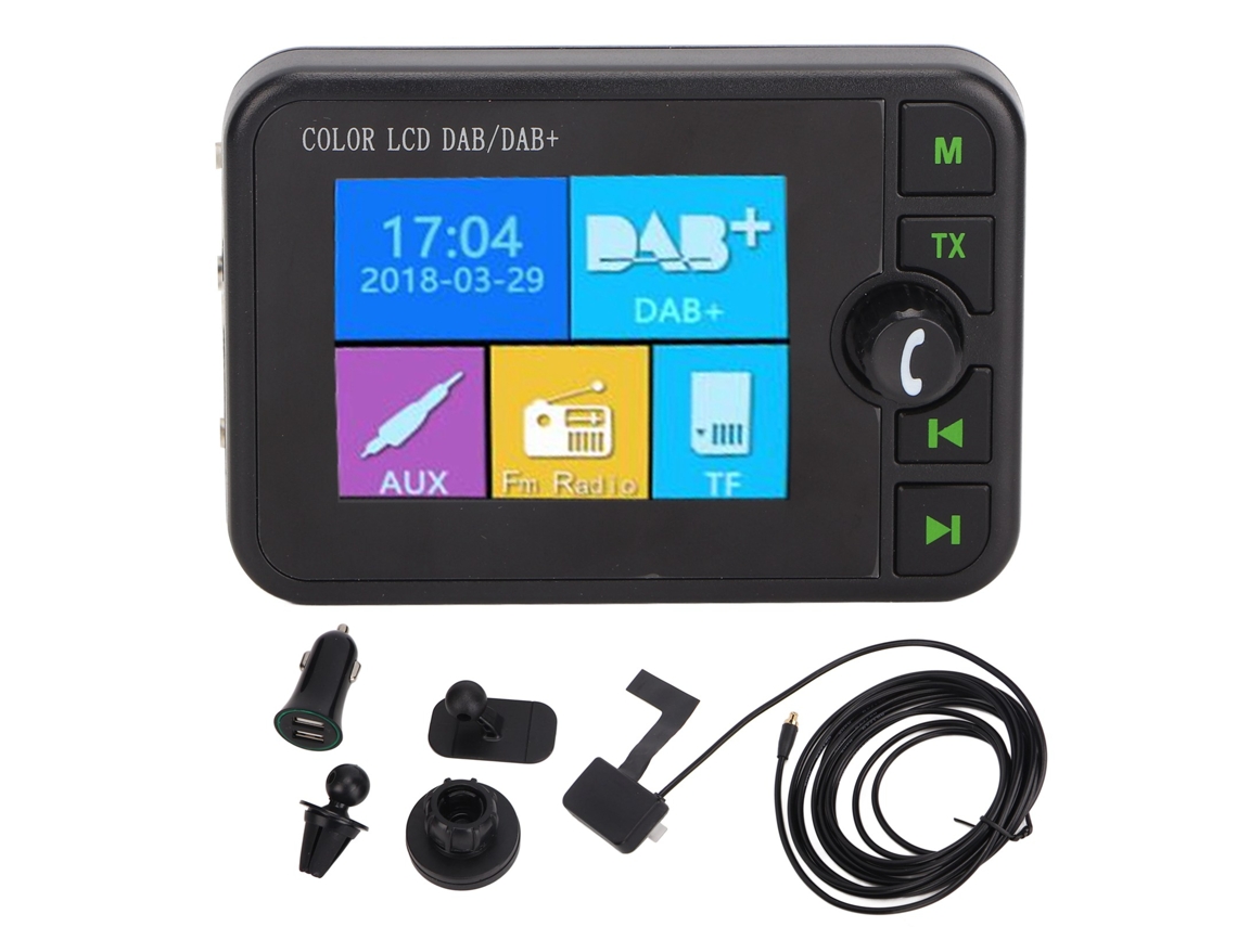 Receptor Digital Para Carro Dab Dab+ Fm Bluetooth Com Tela Lcd Colorida 2.4 Polegadas E Jack 3.5mm