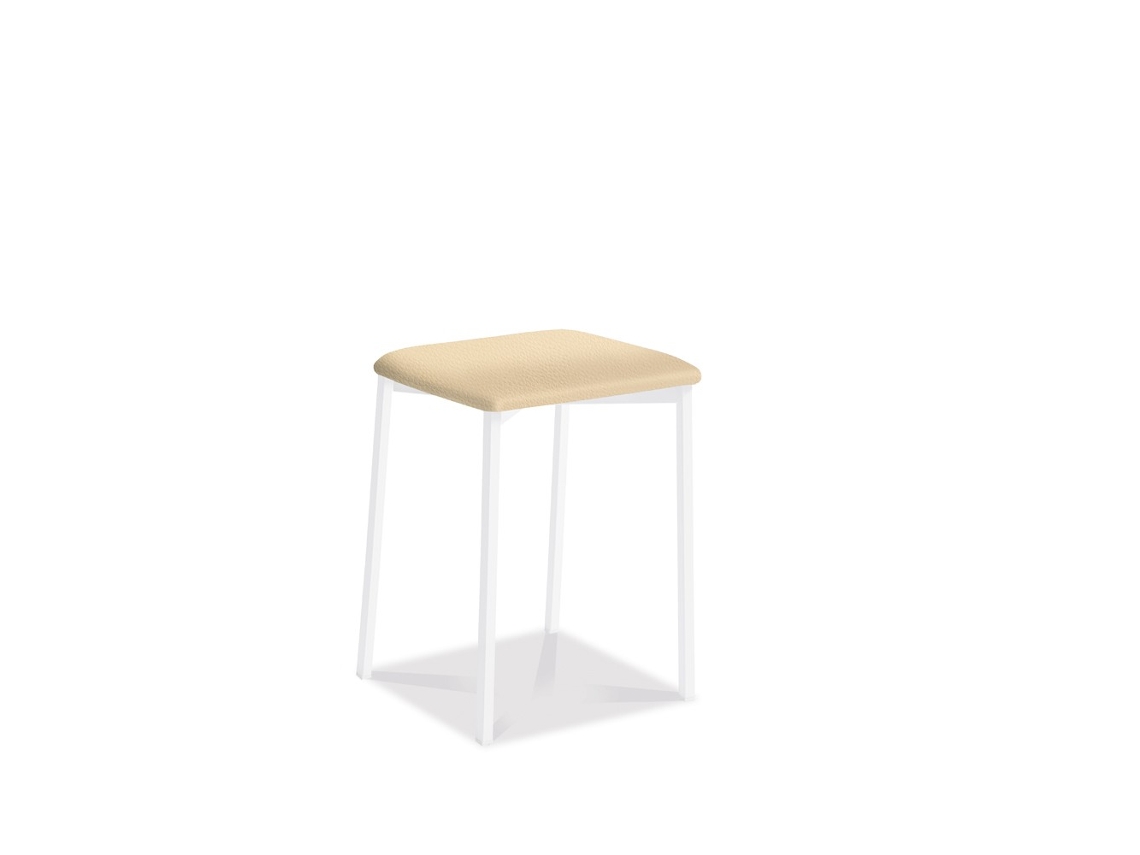 Banqueta de Cozinha Branca Kati 33x47x33cm Couro Sintético Creme FANMUEBLES
