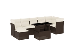 Conjunto de 8 sofás de jardín con cojines, mimbre, patas marrones, MAISON EXCLUSIVE (8 piezas)