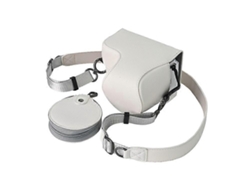 Estuche de cuero sintético texturizado compatible con Sony Zv E10 II con orificio para batería, correa y bolsa para guardar lentes Facpoet