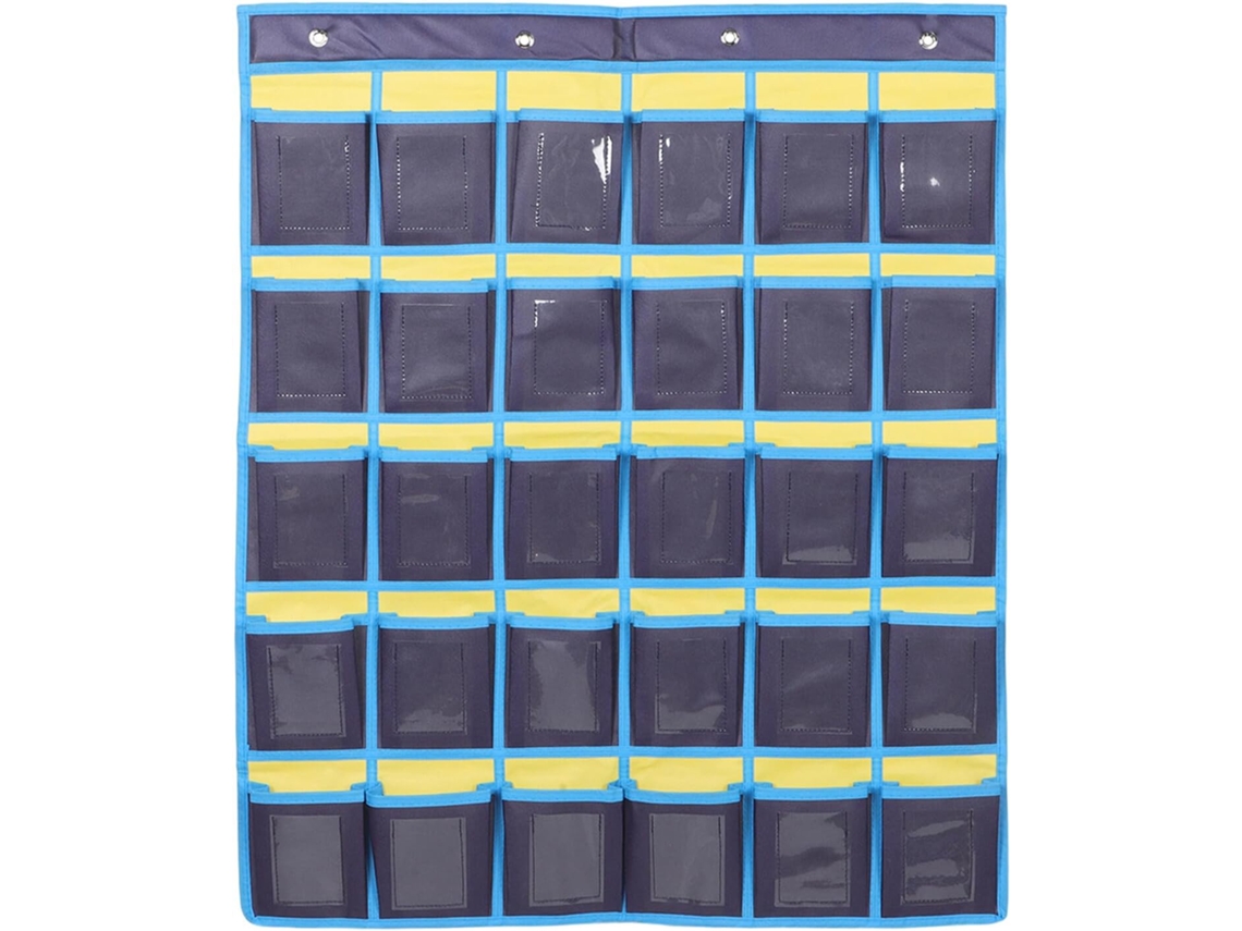 Soporte de pared para teléfono móvil de aula con 30 bolsillos numerados en tejido resistente. SFUSHOS
