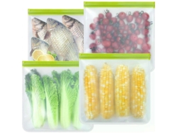 Bolsas Reutilizables Para Congelar De Un Galón, Paquete De 4 Unidades De Silicona Con Cremallera A Prueba De Fugas.