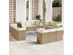 Conjunto de 12 sofás de jardín con cojines de mimbre beige de DKD Home Decor