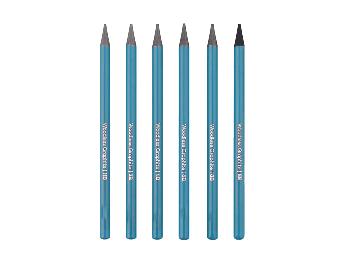 Juego De 6 Lápices De Grafito (tapón De Madera) Hb 2b 4b 6b 8b Ee Para Dibujo Y Bocetos - Azul