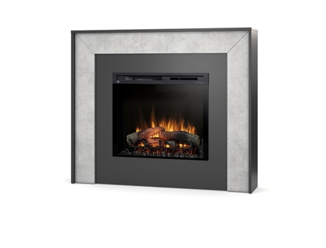 Chimenea LED eléctrica independiente ZUNI 28' 130.2 x 110 x 27.5 Cemento / Negro OUTINFIRE