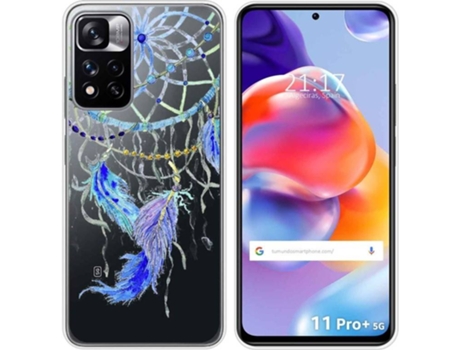 Carcasa para Xiaomi Redmi Note 11 Pro+ Plus 5G TUMUNDOSMARTPHONE Dibujos Transparente Plumas Multicolor