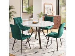 Conjunto De Mesa Y Sillas De Comedor (5 Piezas), Moderno Y Sencillo, Mesa Redonda Con Sillas De Mármol.