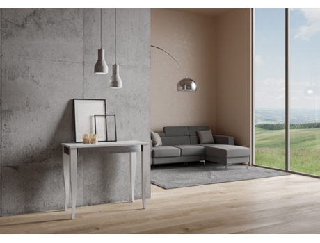 Consolas Sciabola Iron Extensible hasta 300 cm ITAMOBY (90 x 40 x 77 cm - Paneles de Melamina - Fresno Blanco)
