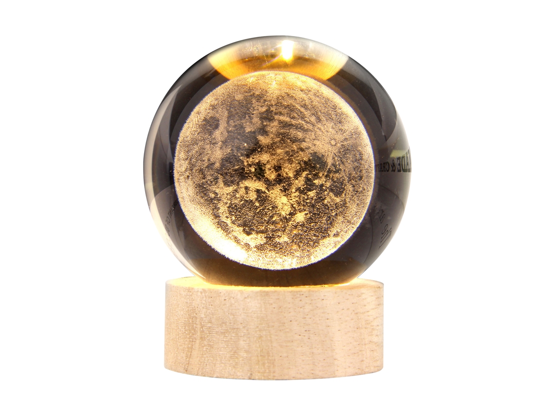 2026-luz Nocturna Pequeña Bola De Cristal 3d Con Base De Madera Y Luz Cálida Decoración De Escritorio Regalo Festivo Usb Plug And Play