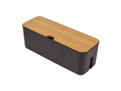 Caja Organizadora De Cables Pequeña, Blanca, Para Enchufes Y Cables, Con Tapa De Bambú Ydp