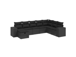 Conjunto 8 de sofás de jardín VIDAXL y cojines ratán sintético negro
