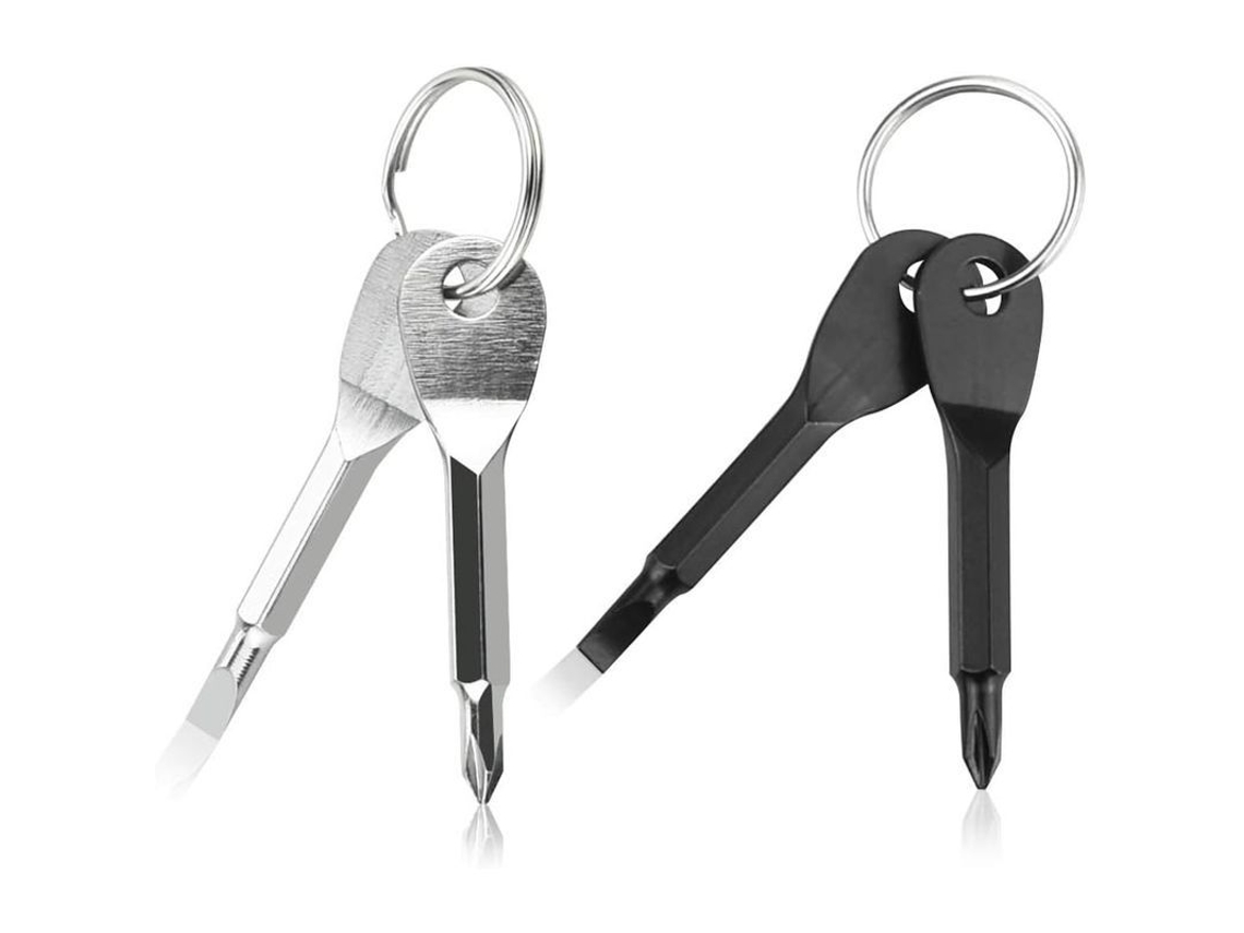 Destornillador llavero de 4 piezas, Phillips, plano, mini, portátil, de metal, regalo para papá mecánico.