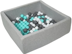 Piscina de bolas robusta de 90 x 90 cm, 150 bolas de 7 cm de diámetro, color blanco, gris y turquesa. Active B.