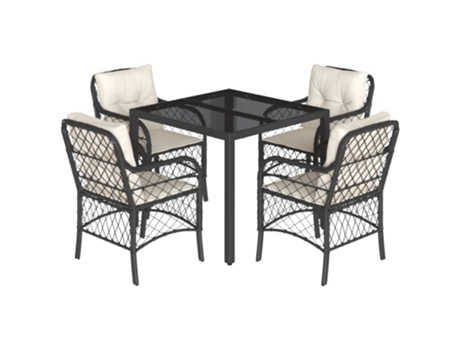 Conjunto 5 de muebles jardín VIDAXL con cojines ratán sintético negro