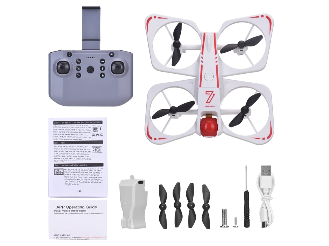 Drone Para Crianças, Mini Aeronave Controle Remoto Com Câmeras Difusion 4k, Hold Altitude, Modo Sem Cabeça, Branco 1 Bateria