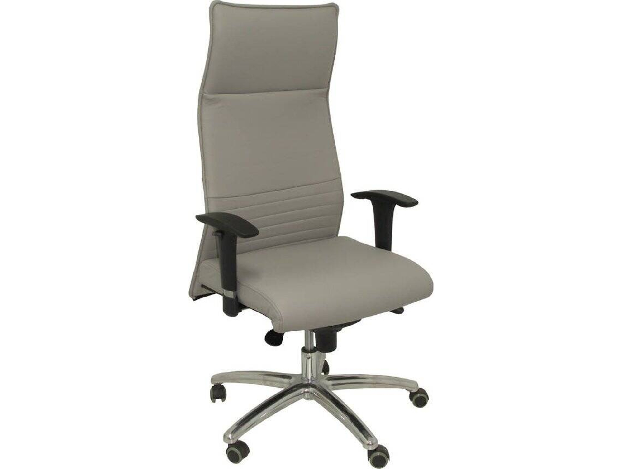 Silla de Escritorio Ejecutiva PYC Albacete Gris con ruedas antiarañazos (Brazos Ajustables - Piel)