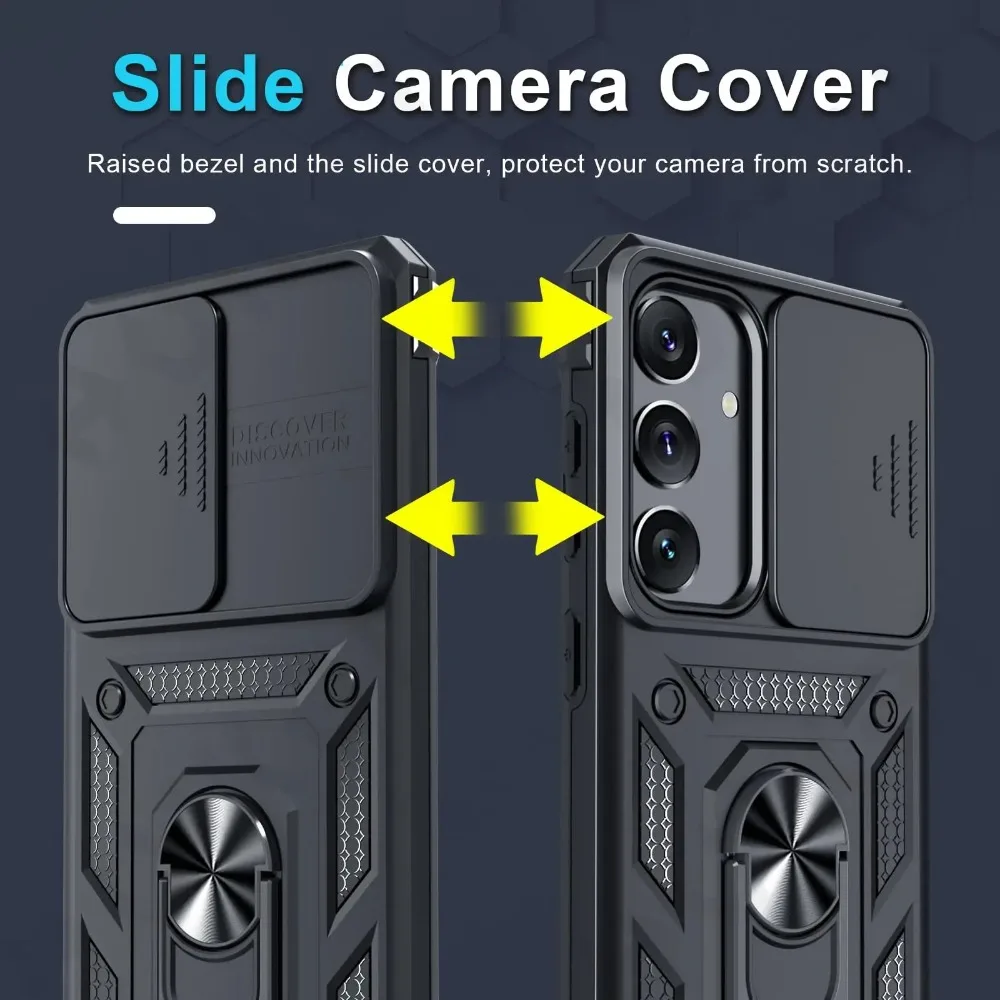 (plata, Galaxy S25 Fe) Funda Protectora Resistente Para Samsung, Con Tapa Deslizante Para La Cámara.