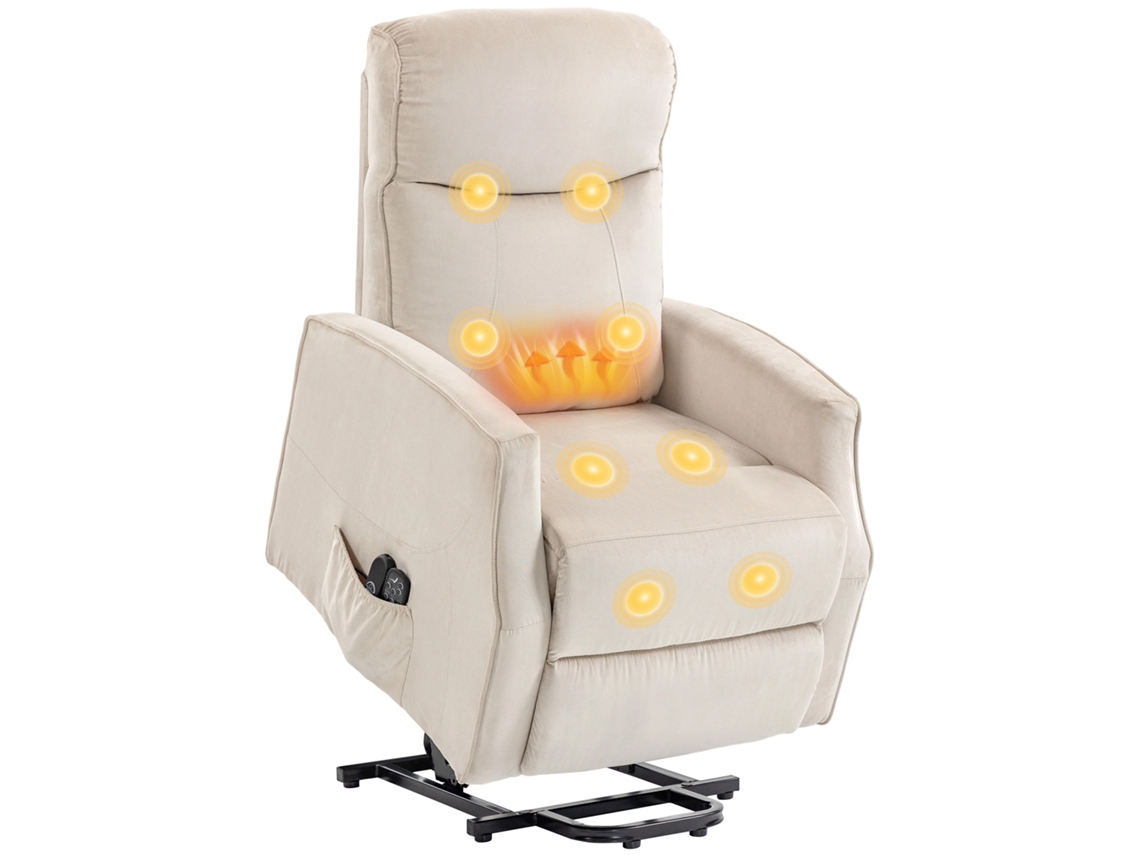 Sillón reclinable eléctrico de masaje color beige