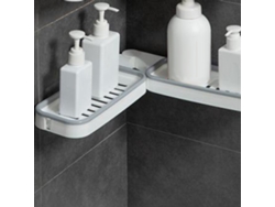 Estante Esquinero Plegable Para Baño Y Cocina, Montado En La Pared Sobre El Grifo, Organizador Blanco Y Gris.