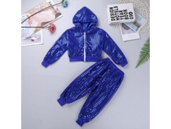 2026-15959-traje De Baile Niños Niñas Secuoyas Brillantes Jazz Street Hip Hop Ropa Danza 7-8 Años Azul