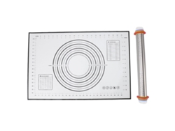 Juego De Rodillo De Acero Inoxidable Y Paño De Silicona Ajustable Con Escala Para Masa De Pizza Y Pasta.