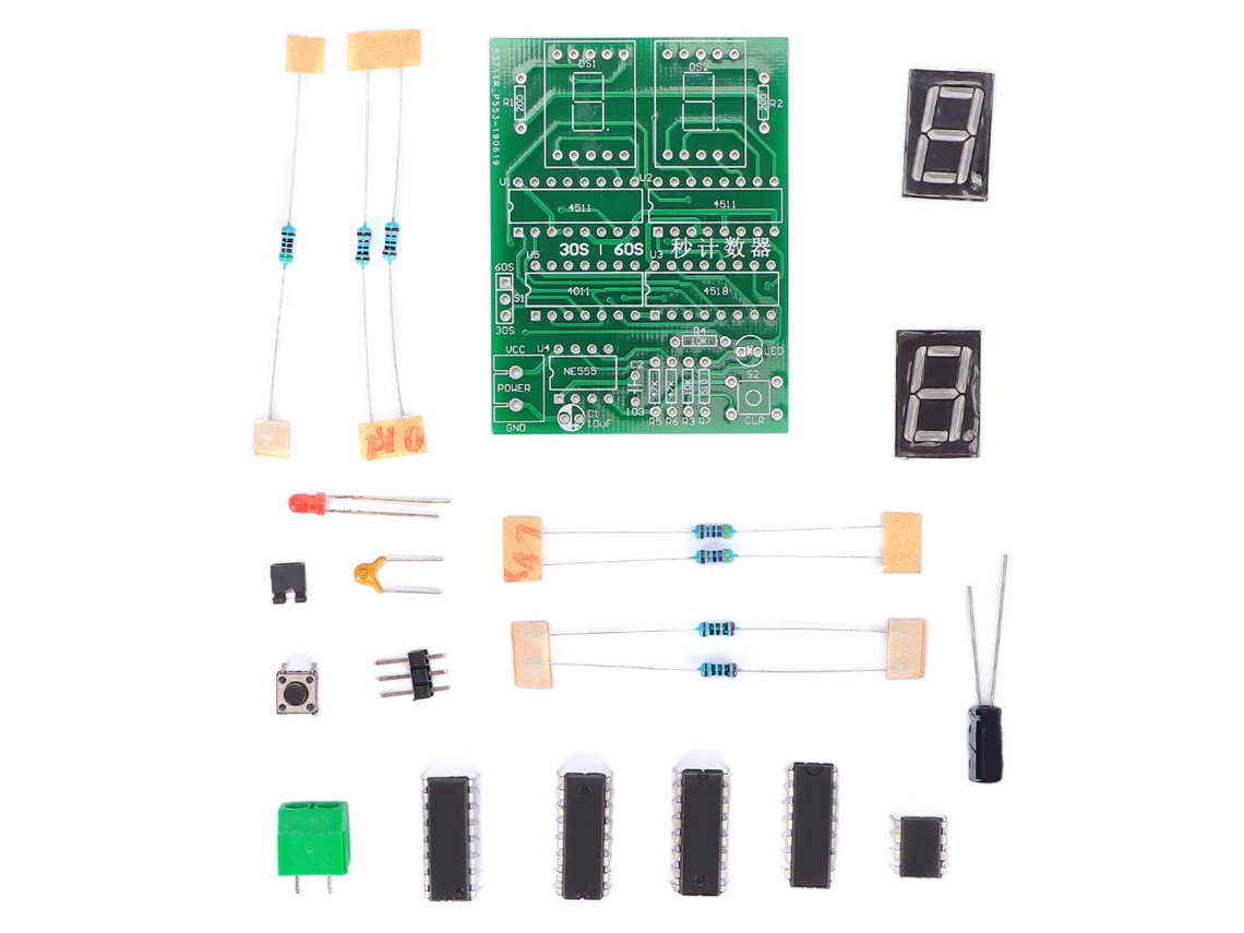 Kit De Módulo Temporizador De 30-60 Segundos Para Practicar Soldadura Y Aprender Electrónica Digital.