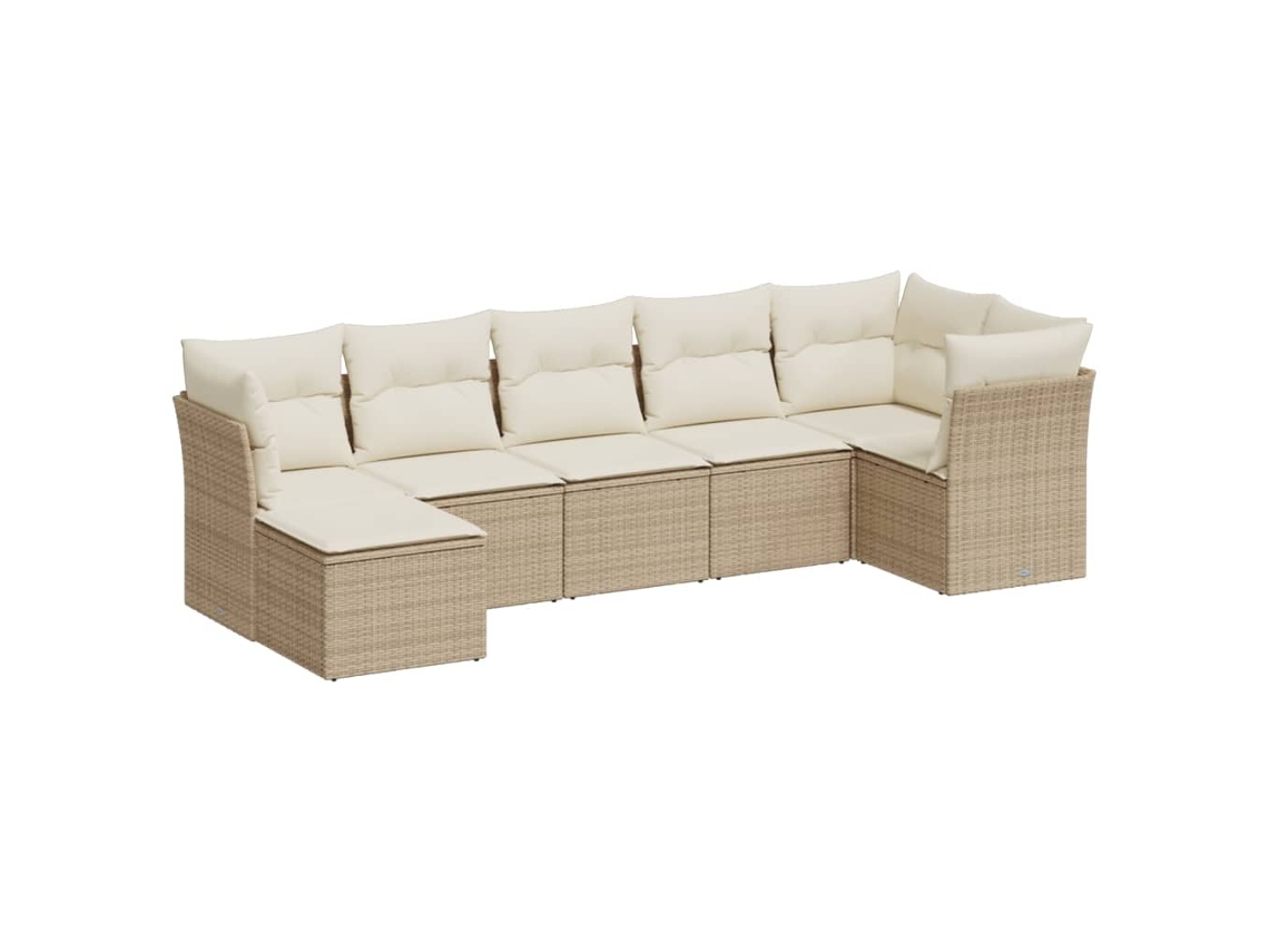 Maison Exclusive - Set Sofás De Jardín 7 Piezas Y Cojines Ratán Sintético Beige