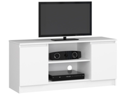 Mueble De Tv Akord Blanco 120 Cm 2 Puertas Frente En Color Blanco 2 Estantes 120x40x55 Cm