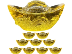 Juego 10 Lingotes Decorativos Cristal Dorado Modelo Dragón Yuanbao 4 Adorno Oficina Hogar Decoración