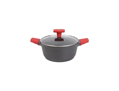 Cacerola con tapa de cristal templado 24 cm y asas de silicona. apta para inducción SUINGA