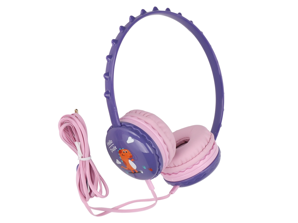 Auriculares Estéreo Ajustables Con Cable De 3,5 Mm Con Diseño De Dinosaurio Para Niños, Compatibles Con Pc Y Tabletas - Morado